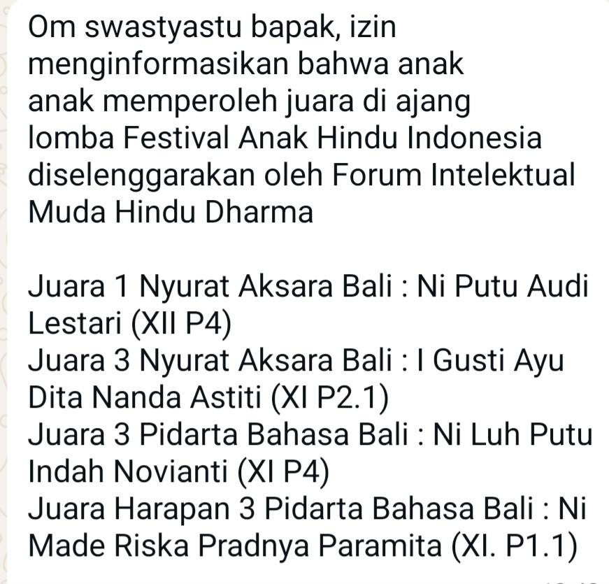 lomba pestifal anak hindu indonesia